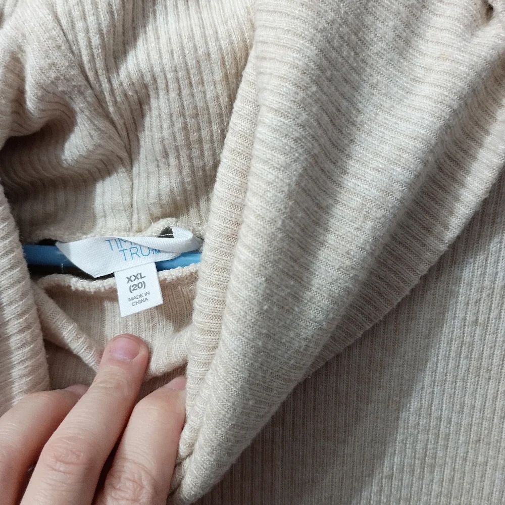Time and Tru Cream Cowl Neck Sweater